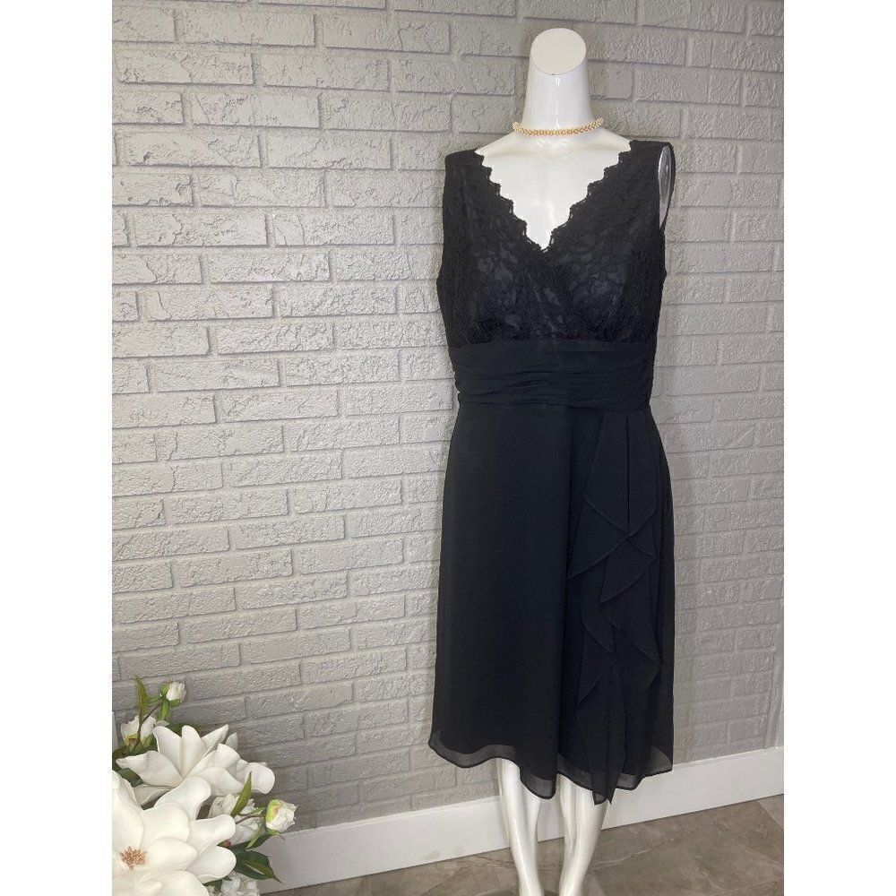 Coldwater Creek Black Lace Ruffle Shift Dress Size 12
